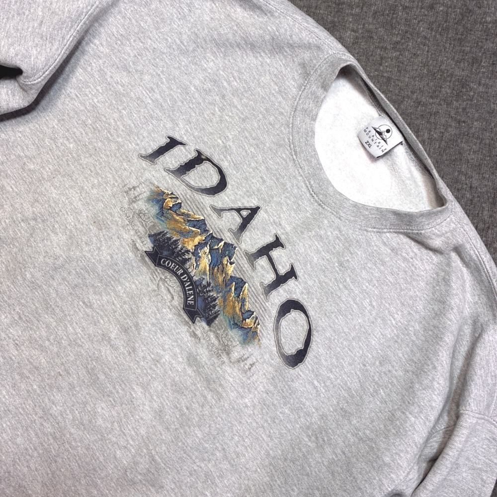 Prairie Mountain Idaho Coeur d'Alene Sweatshirt Mens 2XL Gray Graphic Pullover